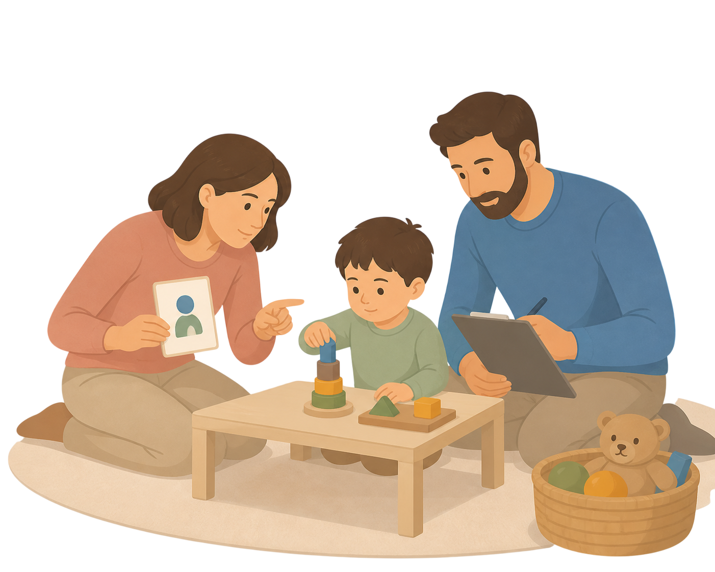 Parents actively supporting child's early developmental activities at home — taking charge of autism and ADHD intervention India