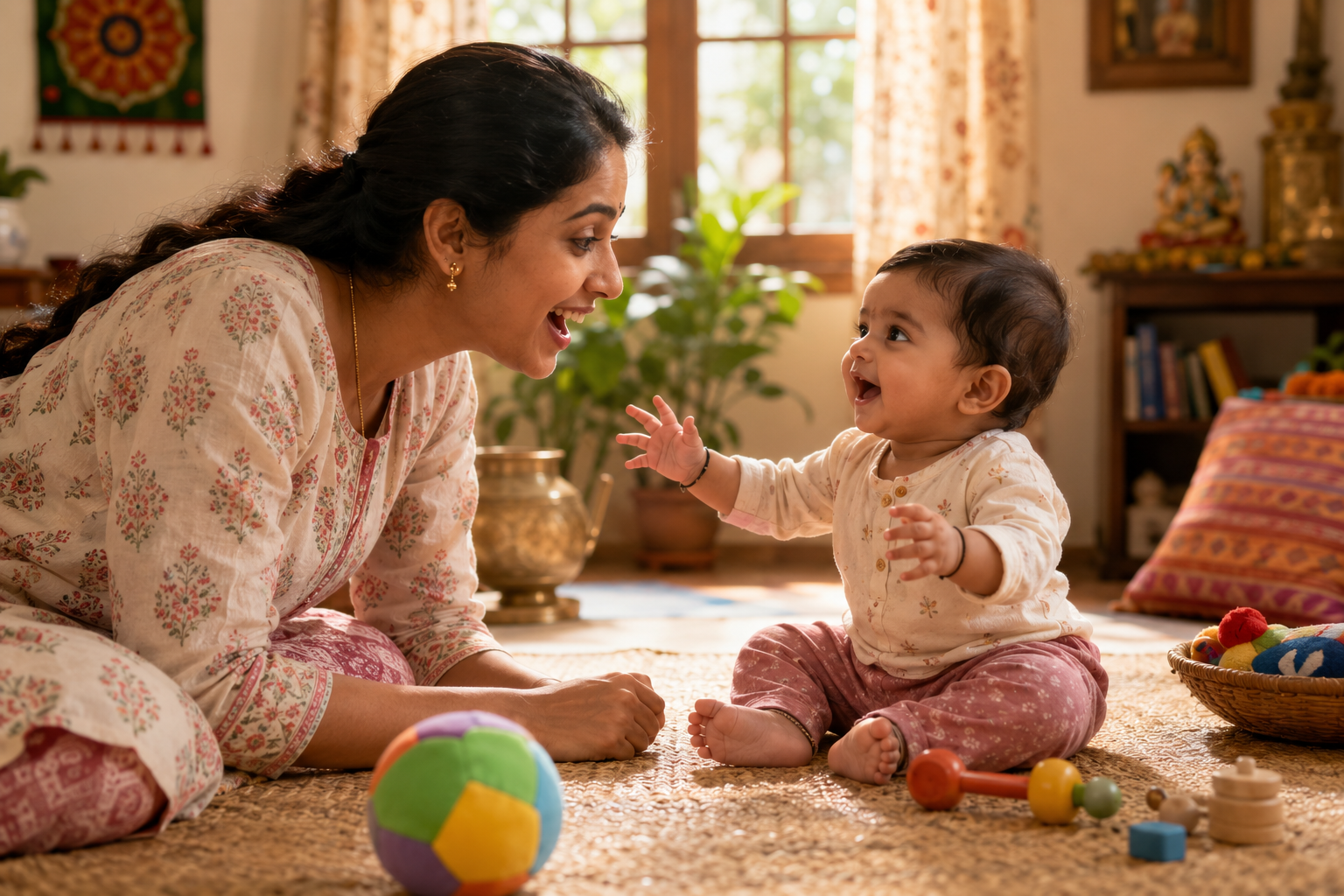 9-month-old Indian baby babbling ba-ba ma-ma — early speech development milestone