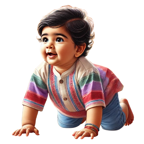 Happy toddler crawling — early childhood developmental screening for autism and ADHD in India